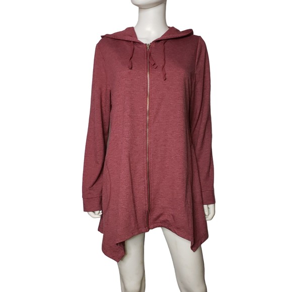 LOGO LORI GOLDSTEIN Maroon Tunic Length Sweatshirt Size Large - Picture 3 of 7